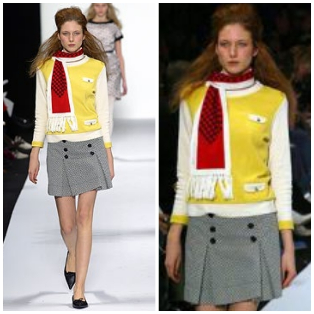 Marc by Marc Jacobs Vintage F/W 2003 Y2K yellow and white cotton sweater